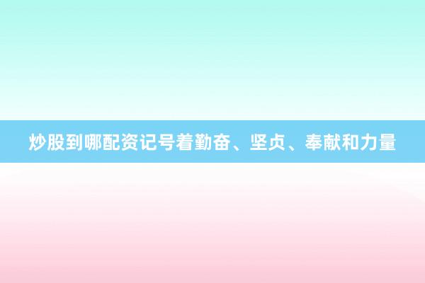 炒股到哪配资记号着勤奋、坚贞、奉献和力量