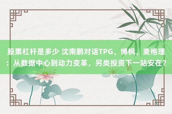 股票杠杆是多少 沈南鹏对话TPG、博枫、麦格理：从数据中心到动力变革，另类投资下一站安在？